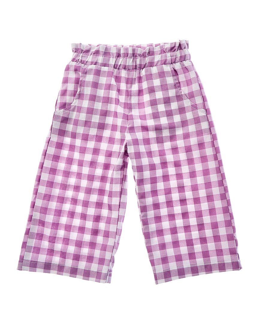 Flapdoodles girls Cropped Wide Leg Gingham Pant, 6X, Purple